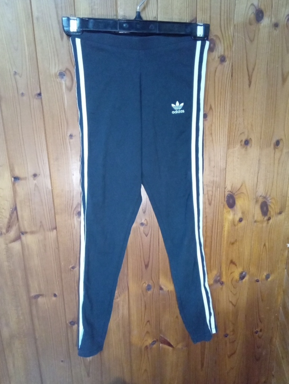 XS Adidas Black Leggings with White Side Stripes